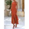 imagePRETTYGARDEN Womens Summer Bodycon Maxi Dress 2025 Sleeveless Ruffle Mermaid Cocktail Wedding Guest Formal Long DressesBrick Red