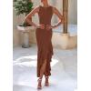 imagePRETTYGARDEN Womens Summer Bodycon Maxi Dress 2025 Sleeveless Ruffle Mermaid Cocktail Wedding Guest Formal Long DressesCoffee