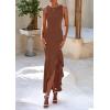 imagePRETTYGARDEN Womens Summer Bodycon Maxi Dress 2025 Sleeveless Ruffle Mermaid Cocktail Wedding Guest Formal Long DressesCoffee