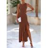 imagePRETTYGARDEN Womens Summer Bodycon Maxi Dress 2025 Sleeveless Ruffle Mermaid Cocktail Wedding Guest Formal Long DressesCoffee