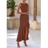 imagePRETTYGARDEN Womens Summer Bodycon Maxi Dress 2025 Sleeveless Ruffle Mermaid Cocktail Wedding Guest Formal Long DressesCoffee