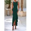 imagePRETTYGARDEN Womens Summer Bodycon Maxi Dress 2025 Sleeveless Ruffle Mermaid Cocktail Wedding Guest Formal Long DressesDark Green