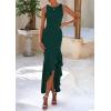 imagePRETTYGARDEN Womens Summer Bodycon Maxi Dress 2025 Sleeveless Ruffle Mermaid Cocktail Wedding Guest Formal Long DressesDark Green