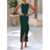 imagePRETTYGARDEN Womens Summer Bodycon Maxi Dress 2025 Sleeveless Ruffle Mermaid Cocktail Wedding Guest Formal Long DressesDark Green