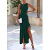 imagePRETTYGARDEN Womens Summer Bodycon Maxi Dress 2025 Sleeveless Ruffle Mermaid Cocktail Wedding Guest Formal Long DressesDark Green