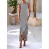 imagePRETTYGARDEN Womens Summer Bodycon Maxi Dress 2025 Sleeveless Ruffle Mermaid Cocktail Wedding Guest Formal Long DressesGrey