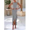 imagePRETTYGARDEN Womens Summer Bodycon Maxi Dress 2025 Sleeveless Ruffle Mermaid Cocktail Wedding Guest Formal Long DressesGrey