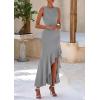 imagePRETTYGARDEN Womens Summer Bodycon Maxi Dress 2025 Sleeveless Ruffle Mermaid Cocktail Wedding Guest Formal Long DressesGrey