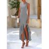 imagePRETTYGARDEN Womens Summer Bodycon Maxi Dress 2025 Sleeveless Ruffle Mermaid Cocktail Wedding Guest Formal Long DressesGrey