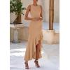 imagePRETTYGARDEN Womens Summer Bodycon Maxi Dress 2025 Sleeveless Ruffle Mermaid Cocktail Wedding Guest Formal Long DressesKhaki
