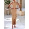 imagePRETTYGARDEN Womens Summer Bodycon Maxi Dress 2025 Sleeveless Ruffle Mermaid Cocktail Wedding Guest Formal Long DressesKhaki