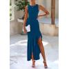 imagePRETTYGARDEN Womens Summer Bodycon Maxi Dress 2025 Sleeveless Ruffle Mermaid Cocktail Wedding Guest Formal Long DressesLake Blue