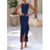 imagePRETTYGARDEN Womens Summer Bodycon Maxi Dress 2025 Sleeveless Ruffle Mermaid Cocktail Wedding Guest Formal Long DressesNavy
