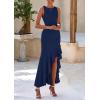 imagePRETTYGARDEN Womens Summer Bodycon Maxi Dress 2025 Sleeveless Ruffle Mermaid Cocktail Wedding Guest Formal Long DressesNavy
