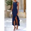 imagePRETTYGARDEN Womens Summer Bodycon Maxi Dress 2025 Sleeveless Ruffle Mermaid Cocktail Wedding Guest Formal Long DressesNavy