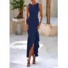 imagePRETTYGARDEN Womens Summer Bodycon Maxi Dress 2025 Sleeveless Ruffle Mermaid Cocktail Wedding Guest Formal Long DressesNavy