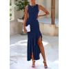 imagePRETTYGARDEN Womens Summer Bodycon Maxi Dress 2025 Sleeveless Ruffle Mermaid Cocktail Wedding Guest Formal Long DressesNavy