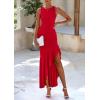 imagePRETTYGARDEN Womens Summer Bodycon Maxi Dress 2025 Sleeveless Ruffle Mermaid Cocktail Wedding Guest Formal Long DressesRed
