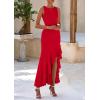 imagePRETTYGARDEN Womens Summer Bodycon Maxi Dress 2025 Sleeveless Ruffle Mermaid Cocktail Wedding Guest Formal Long DressesRed