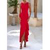 imagePRETTYGARDEN Womens Summer Bodycon Maxi Dress 2025 Sleeveless Ruffle Mermaid Cocktail Wedding Guest Formal Long DressesRed