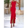 imagePRETTYGARDEN Womens Summer Bodycon Maxi Dress 2025 Sleeveless Ruffle Mermaid Cocktail Wedding Guest Formal Long DressesRed