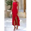 imagePRETTYGARDEN Womens Summer Bodycon Maxi Dress 2025 Sleeveless Ruffle Mermaid Cocktail Wedding Guest Formal Long DressesRed