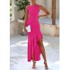imagePRETTYGARDEN Womens Summer Bodycon Maxi Dress 2025 Sleeveless Ruffle Mermaid Cocktail Wedding Guest Formal Long DressesRose Red