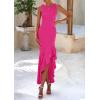 imagePRETTYGARDEN Womens Summer Bodycon Maxi Dress 2025 Sleeveless Ruffle Mermaid Cocktail Wedding Guest Formal Long DressesRose Red