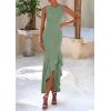 imagePRETTYGARDEN Womens Summer Bodycon Maxi Dress 2025 Sleeveless Ruffle Mermaid Cocktail Wedding Guest Formal Long DressesSage Green