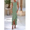 imagePRETTYGARDEN Womens Summer Bodycon Maxi Dress 2025 Sleeveless Ruffle Mermaid Cocktail Wedding Guest Formal Long DressesSage Green