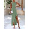 imagePRETTYGARDEN Womens Summer Bodycon Maxi Dress 2025 Sleeveless Ruffle Mermaid Cocktail Wedding Guest Formal Long DressesSage Green