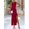 imagePRETTYGARDEN Womens Summer Bodycon Maxi Dress 2025 Sleeveless Ruffle Mermaid Cocktail Wedding Guest Formal Long DressesWine Red