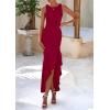 imagePRETTYGARDEN Womens Summer Bodycon Maxi Dress 2025 Sleeveless Ruffle Mermaid Cocktail Wedding Guest Formal Long DressesWine Red
