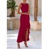 imagePRETTYGARDEN Womens Summer Bodycon Maxi Dress 2025 Sleeveless Ruffle Mermaid Cocktail Wedding Guest Formal Long DressesWine Red