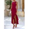 imagePRETTYGARDEN Womens Summer Bodycon Maxi Dress 2025 Sleeveless Ruffle Mermaid Cocktail Wedding Guest Formal Long DressesWine Red