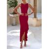 imagePRETTYGARDEN Womens Summer Bodycon Maxi Dress 2025 Sleeveless Ruffle Mermaid Cocktail Wedding Guest Formal Long DressesWine Red