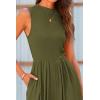 imagePRETTYGARDEN Womens Summer Jumpsuits Dressy Casual One Piece Outfits Sleeveless Mock Neck Wide Leg Pants Rompers with PocketsArmy Green