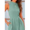 imagePRETTYGARDEN Womens Summer Jumpsuits Dressy Casual One Piece Outfits Sleeveless Mock Neck Wide Leg Pants Rompers with PocketsFruit Green