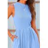 imagePRETTYGARDEN Womens Summer Jumpsuits Dressy Casual One Piece Outfits Sleeveless Mock Neck Wide Leg Pants Rompers with PocketsLight Blue
