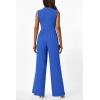 imagePRETTYGARDEN Womens Summer Jumpsuits Dressy Casual One Piece Outfits Sleeveless Mock Neck Wide Leg Pants Rompers with PocketsStyle2blue