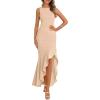 imagePRETTYGARDEN Womens Summer Bodycon Maxi Dress 2025 Sleeveless Ruffle Mermaid Cocktail Wedding Guest Formal Long DressesApricot