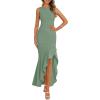 imagePRETTYGARDEN Womens Summer Bodycon Maxi Dress 2025 Sleeveless Ruffle Mermaid Cocktail Wedding Guest Formal Long DressesSage Green