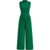 imagePRETTYGARDEN Womens Summer Jumpsuits Dressy Casual One Piece Outfits Sleeveless Mock Neck Wide Leg Pants Rompers with PocketsStyle2green