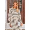 imagePRETTYGARDEN Womens 2 Piece Striped Sweater Set Casual Fall Long Sleeve Knit Pullover Midi Skirts Matching Travel OutfitsApricot Stripe