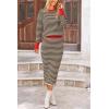 imagePRETTYGARDEN Womens 2 Piece Striped Sweater Set Casual Fall Long Sleeve Knit Pullover Midi Skirts Matching Travel OutfitsBeige Black Stripe
