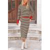 imagePRETTYGARDEN Womens 2 Piece Striped Sweater Set Casual Fall Long Sleeve Knit Pullover Midi Skirts Matching Travel OutfitsBeige Black Stripe