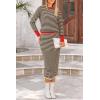imagePRETTYGARDEN Womens 2 Piece Striped Sweater Set Casual Fall Long Sleeve Knit Pullover Midi Skirts Matching Travel OutfitsBeige Black Stripe