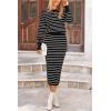 imagePRETTYGARDEN Womens 2 Piece Striped Sweater Set Casual Fall Long Sleeve Knit Pullover Midi Skirts Matching Travel OutfitsBlack Stripe