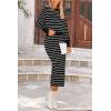 imagePRETTYGARDEN Womens 2 Piece Striped Sweater Set Casual Fall Long Sleeve Knit Pullover Midi Skirts Matching Travel OutfitsBlack Stripe