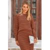 imagePRETTYGARDEN Womens 2 Piece Striped Sweater Set Casual Fall Long Sleeve Knit Pullover Midi Skirts Matching Travel OutfitsBrick Red Stripe